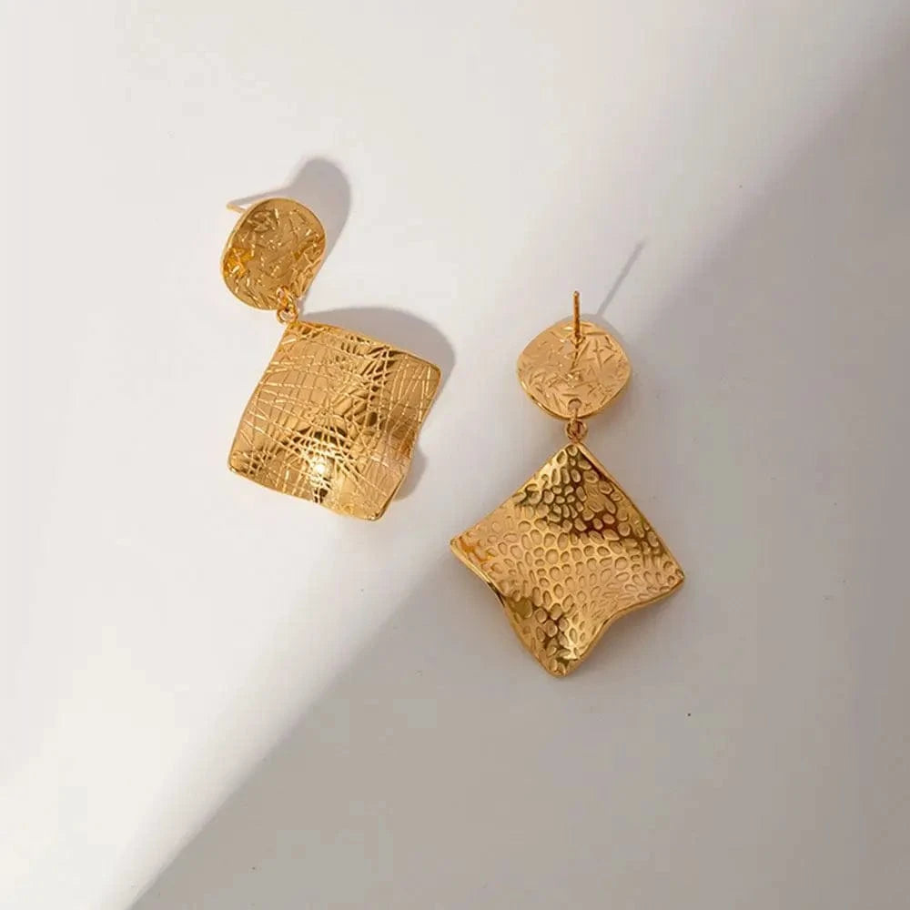 TRENDY / E1982 E1982 Design Exaggerated Texture Earrings 18K Pvd Gold Plated Stainless Steel Earring Bump Lava Irregular Drop Earring