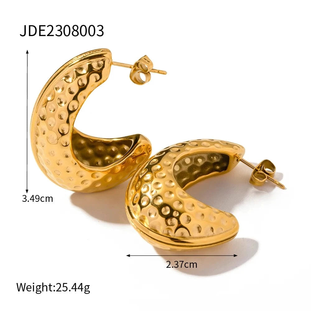 TRENDY / E1984 E1984 Hollow Water Drop Earring 18K PVD Gold Silver Plated Stainless Steel Lava Irregular Teardrop Earring For Women