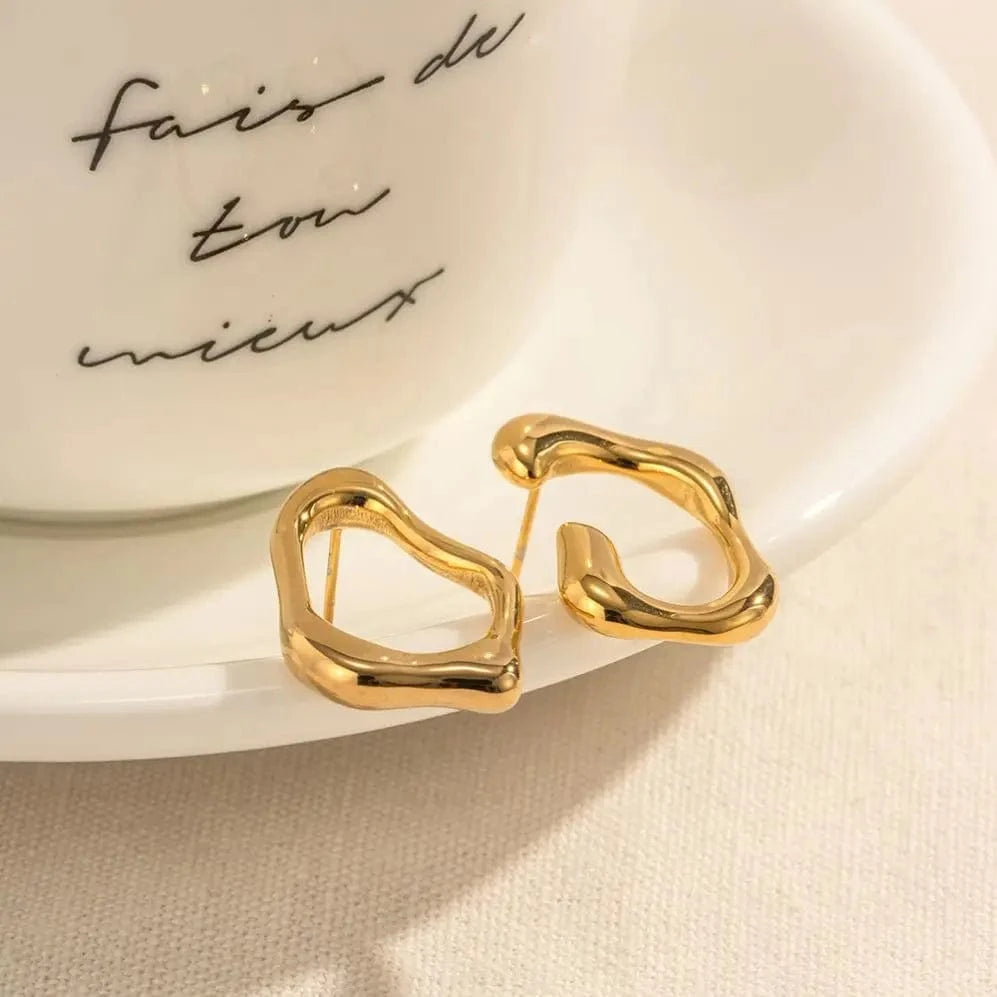 trendy / E2039 E2039 Trendy 18K Gold Plated Stainless Steel Earrings Jewelry Irregular Circular Circles Earring for Women