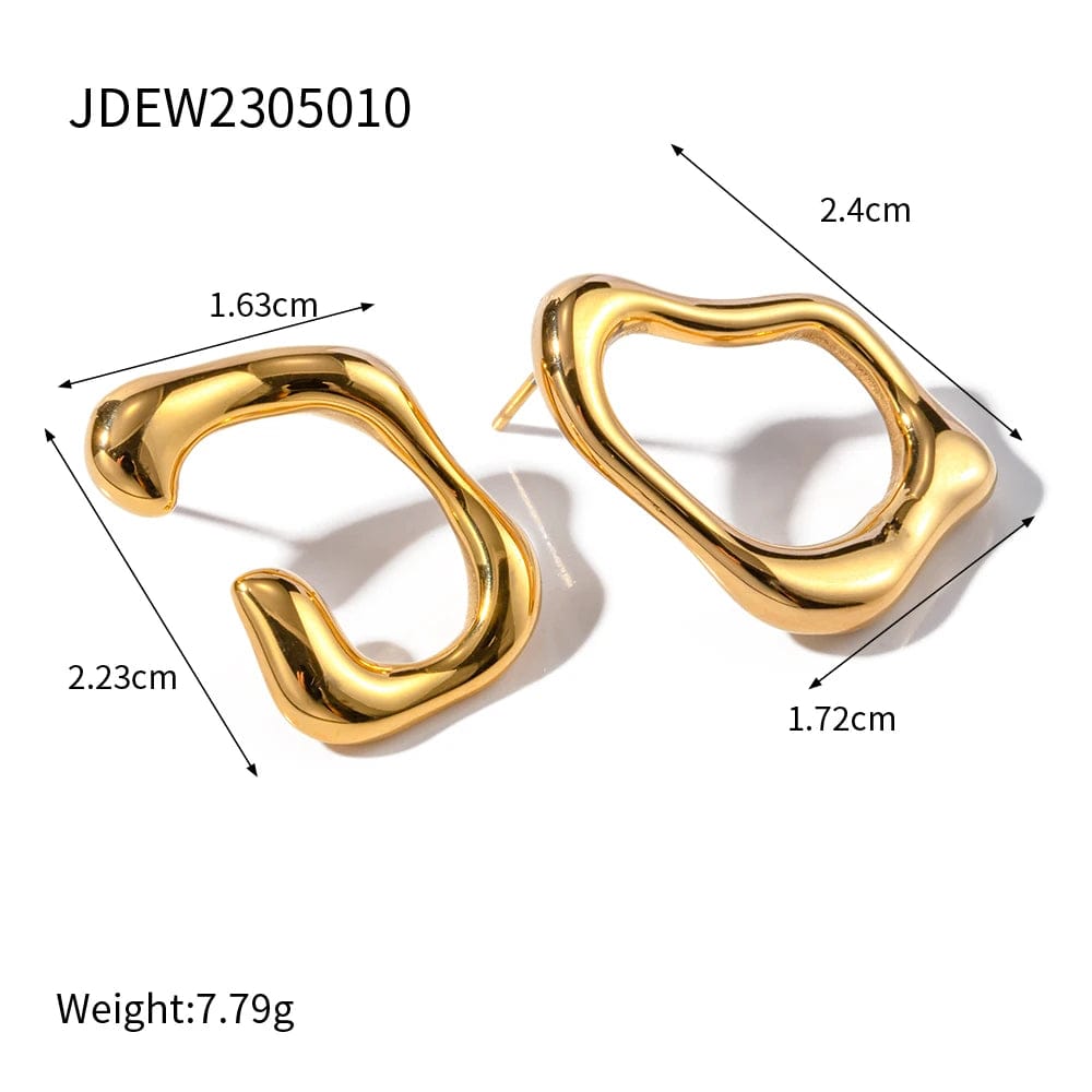trendy / E2039 E2039 Trendy 18K Gold Plated Stainless Steel Earrings Jewelry Irregular Circular Circles Earring for Women