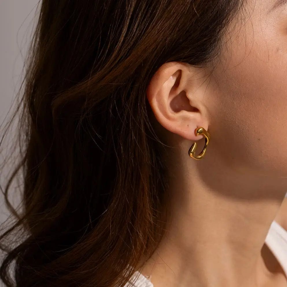 trendy / E2039 E2039 Trendy 18K Gold Plated Stainless Steel Earrings Jewelry Irregular Circular Circles Earring for Women