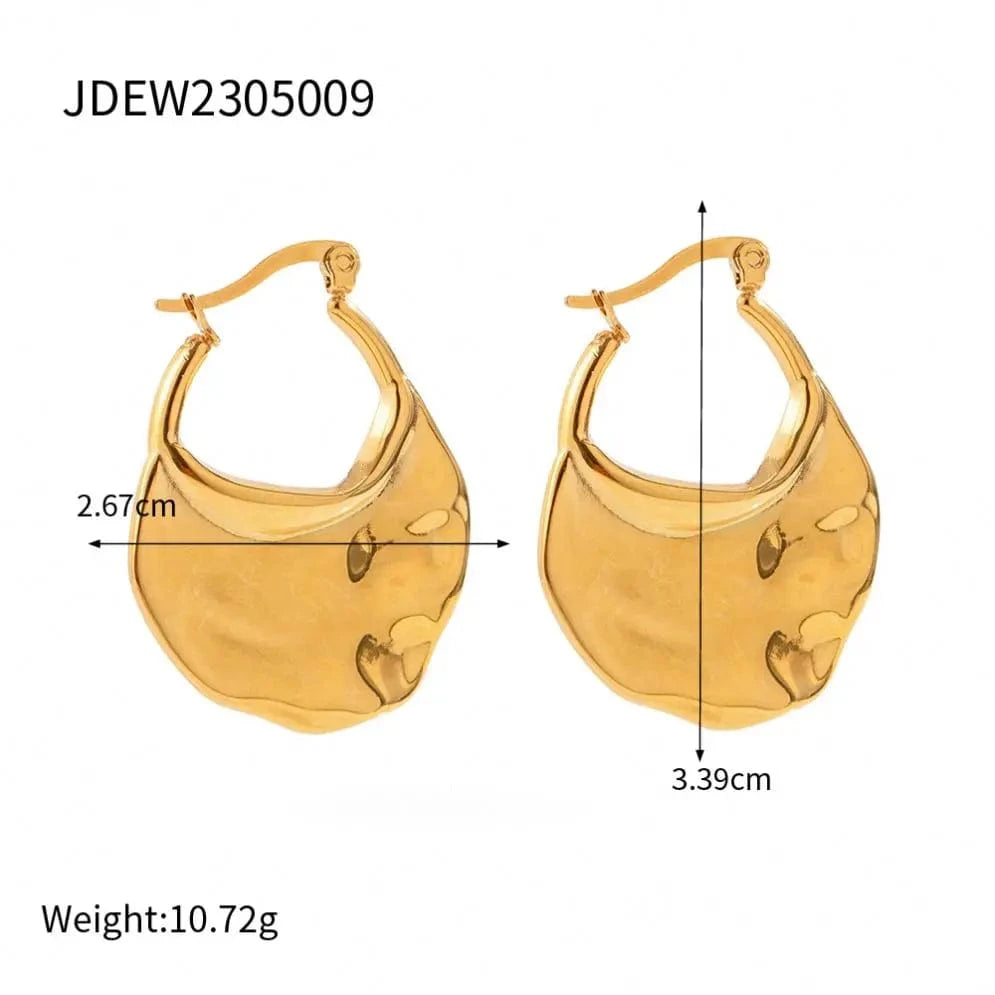TRENDY / E2068 E2068 Exaggerated Chunky Hoop Earring 18k Gold Plated Stainless Steel French Fanshaped Drop Earring For Women