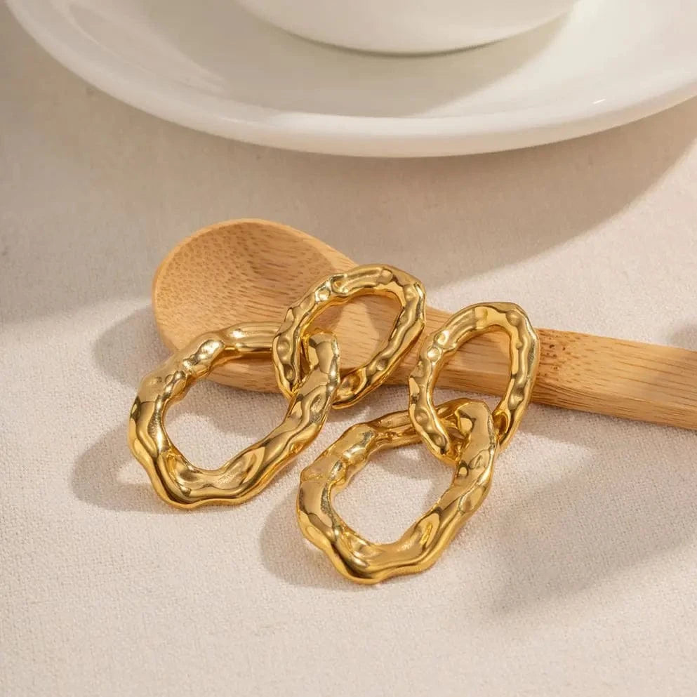 TRENDY / E2070 E2070 Double Twist Hoop Pendant Earring Geometric 18K PVD Gold Plated Stainless Steel Metal Style Drop Earring For Women