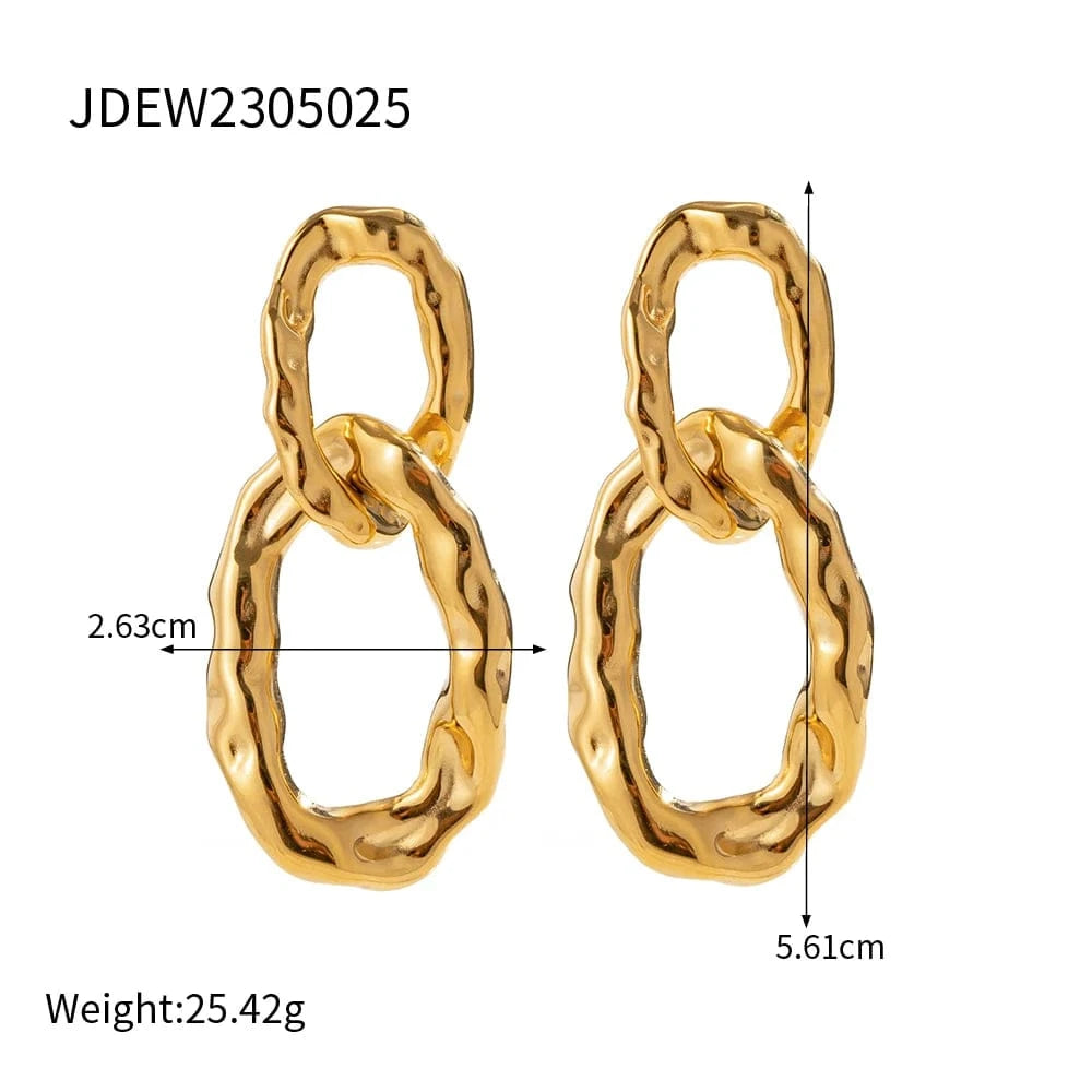 TRENDY / E2070 E2070 Double Twist Hoop Pendant Earring Geometric 18K PVD Gold Plated Stainless Steel Metal Style Drop Earring For Women