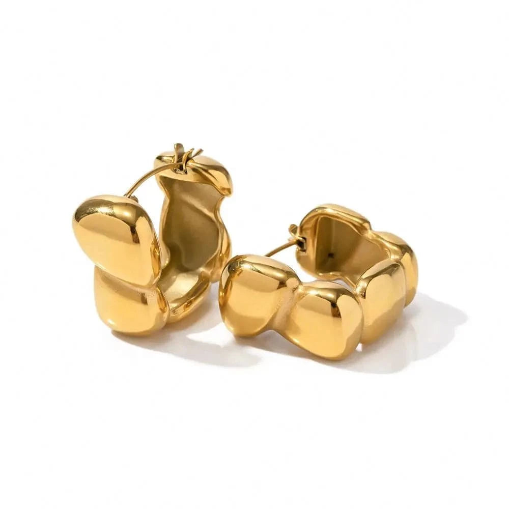 TRENDY / E2134 E2134 Handmade Metal Square Bead Ear Buckle 18k Gold Plated Stainless Steel Waterproof Tarnish Free Earrings For Women