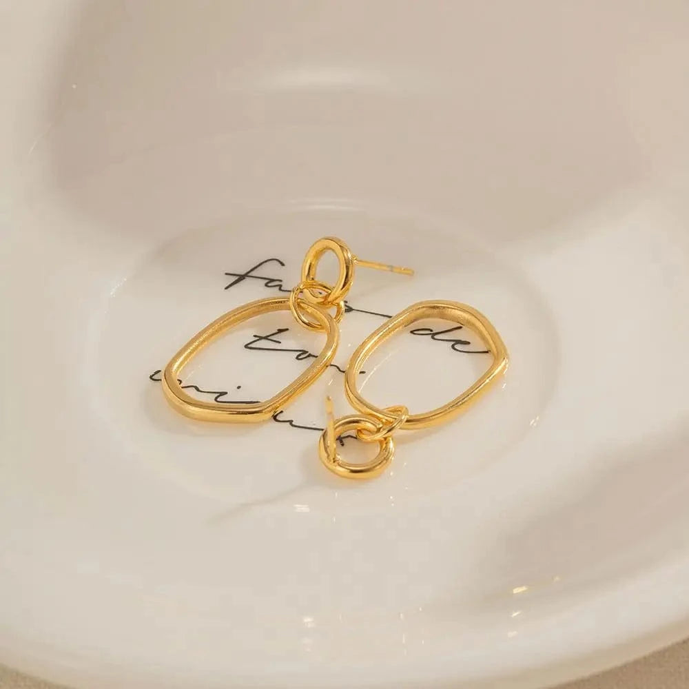 Trendy / E2138 E2138 Ins Popular New Arrival Minimalist 18K Gold Plated Geometric Round Shape Stainless Steel Earrings For Women