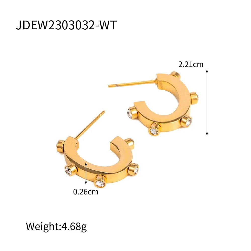 Trendy / E2168-2 E2168 New Arrival 18K Gold Stainless Steel Metal Geometric Stone Earrings for Girls Women