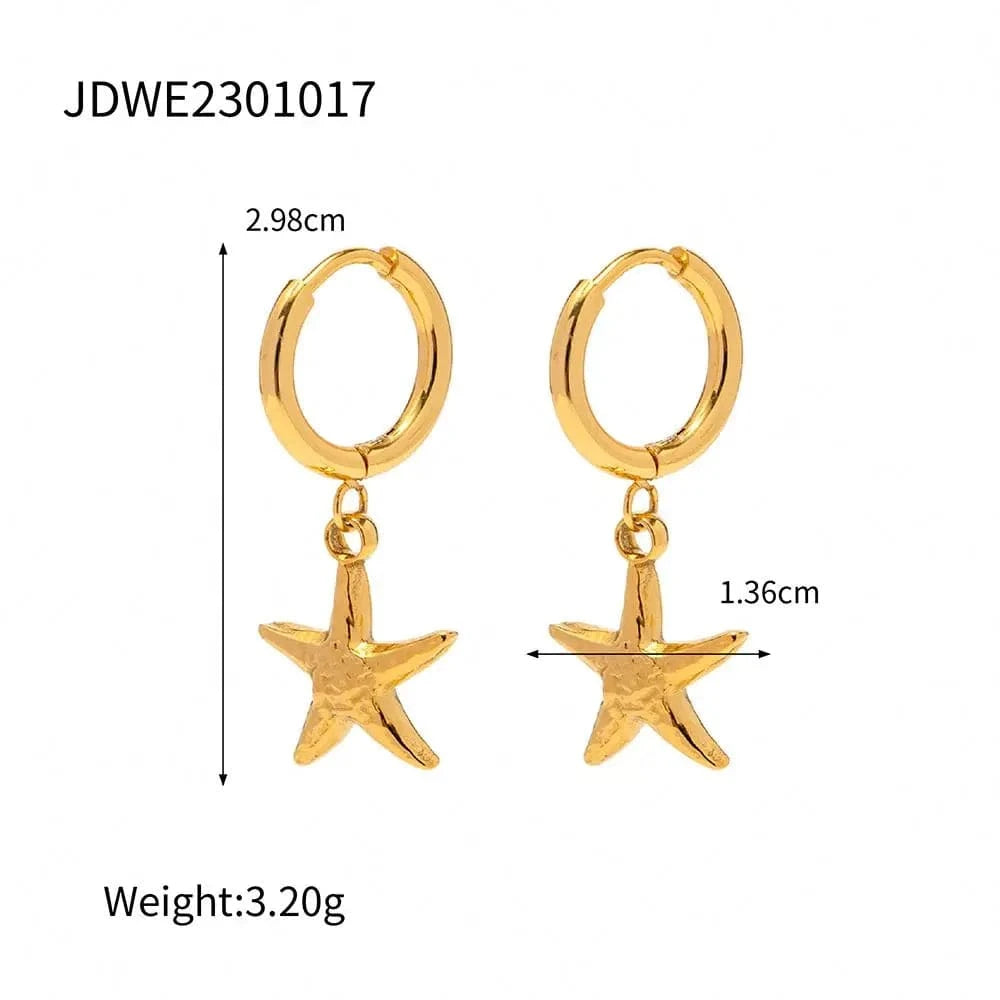 Trendy / E2169 E2169 Fashion Jewelry Stainless Steel starfish ocean series Hoop Earring for Women or Girls