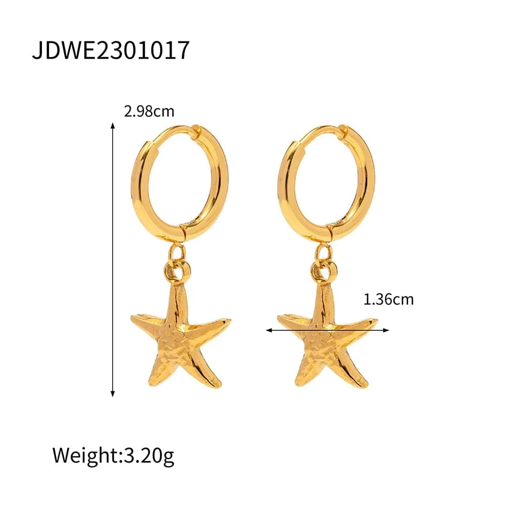 Trendy / E2169 E2169 Fashion Jewelry Stainless Steel starfish ocean series Hoop Earring for Women or Girls
