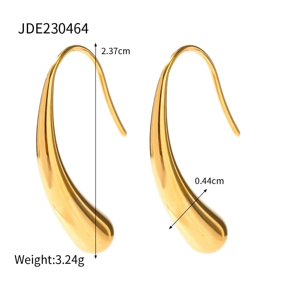 TRENDY / E2181 E2181 Waterproof 18K Gold Silver Plated Stainless Steel Hook Shape Piercing CC Hoop Earring For Women