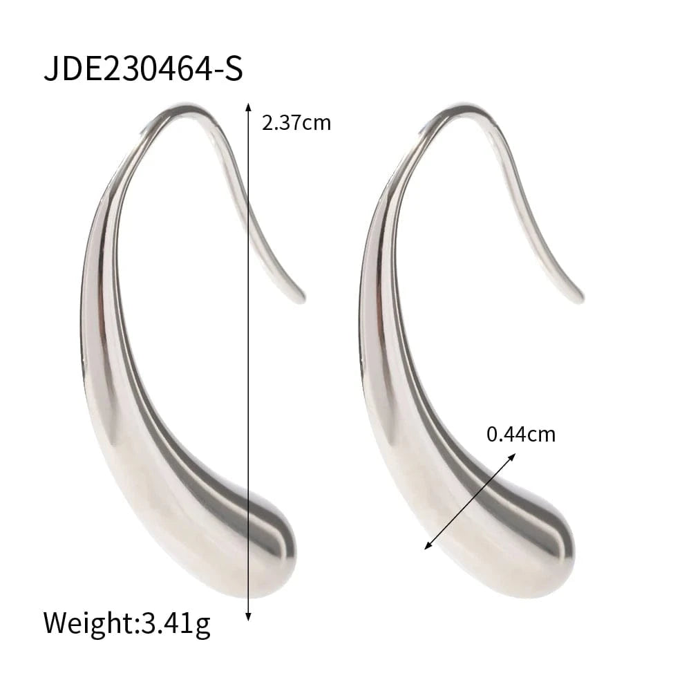 TRENDY / E2181S E2181 Waterproof 18K Gold Silver Plated Stainless Steel Hook Shape Piercing CC Hoop Earring For Women