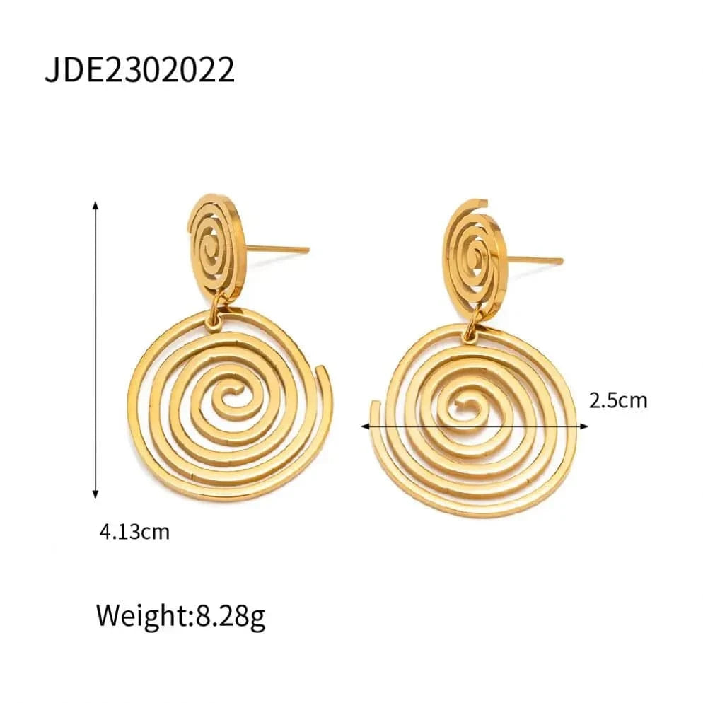 TRENDY / E2184 E2184 Fashionable Tarnish-Free 18K Gold Plated Stainless Steel Earring Geometric Double Circles Earrings For Girls