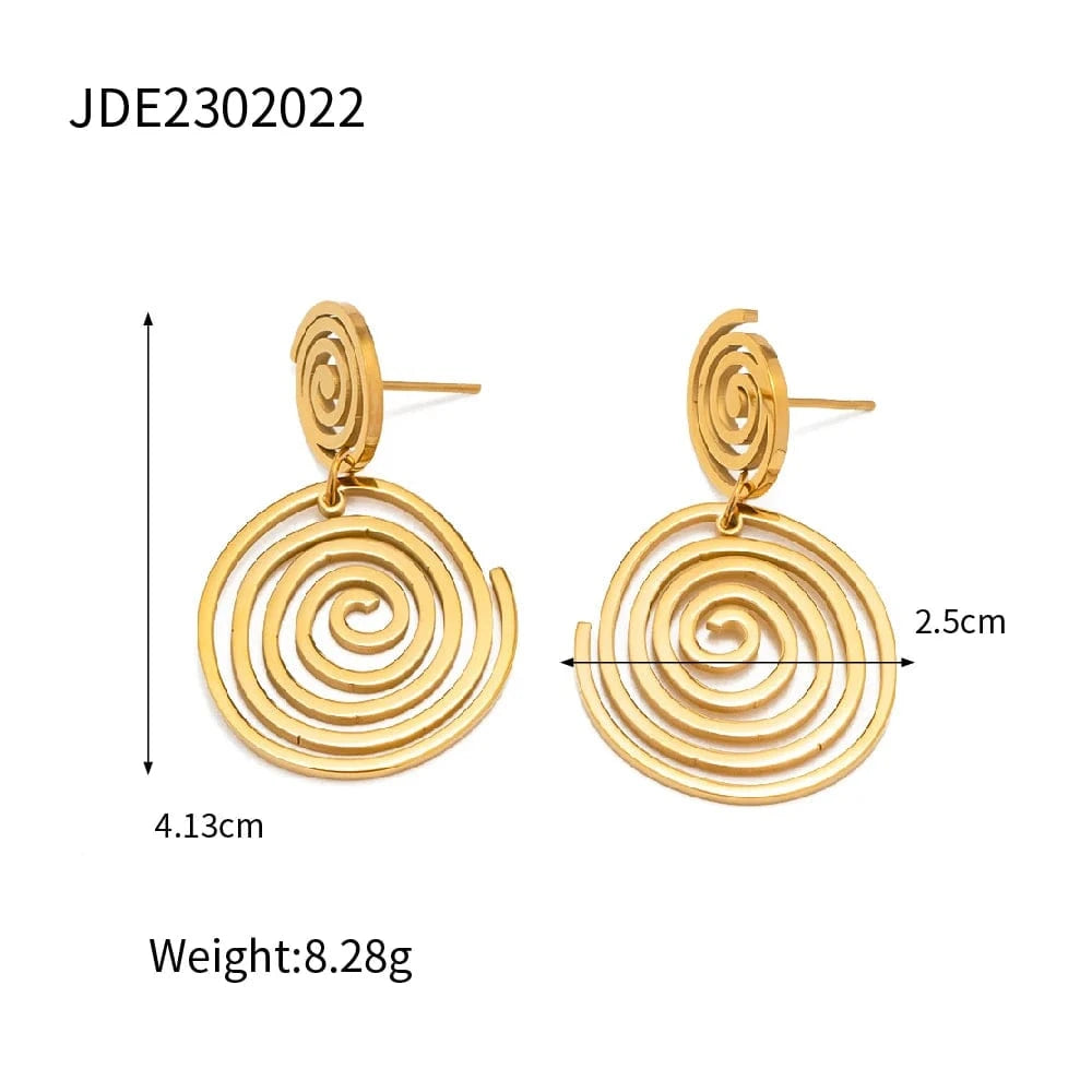TRENDY / E2184 E2184 Fashionable Tarnish-Free 18K Gold Plated Stainless Steel Earring Geometric Double Circles Earrings For Girls