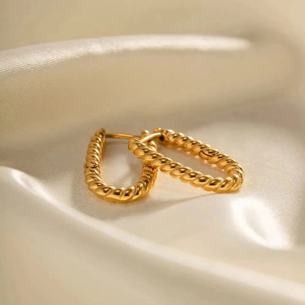 TRENDY / E2189 E2189 Minimalist Woven Twisted Symmetrical Ins Paris PVD 18K Gold Plated Stainless Steel Hoop Earring