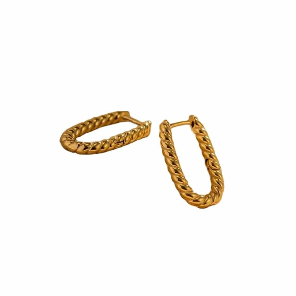 TRENDY / E2189 E2189 Minimalist Woven Twisted Symmetrical Ins Paris PVD 18K Gold Plated Stainless Steel Hoop Earring