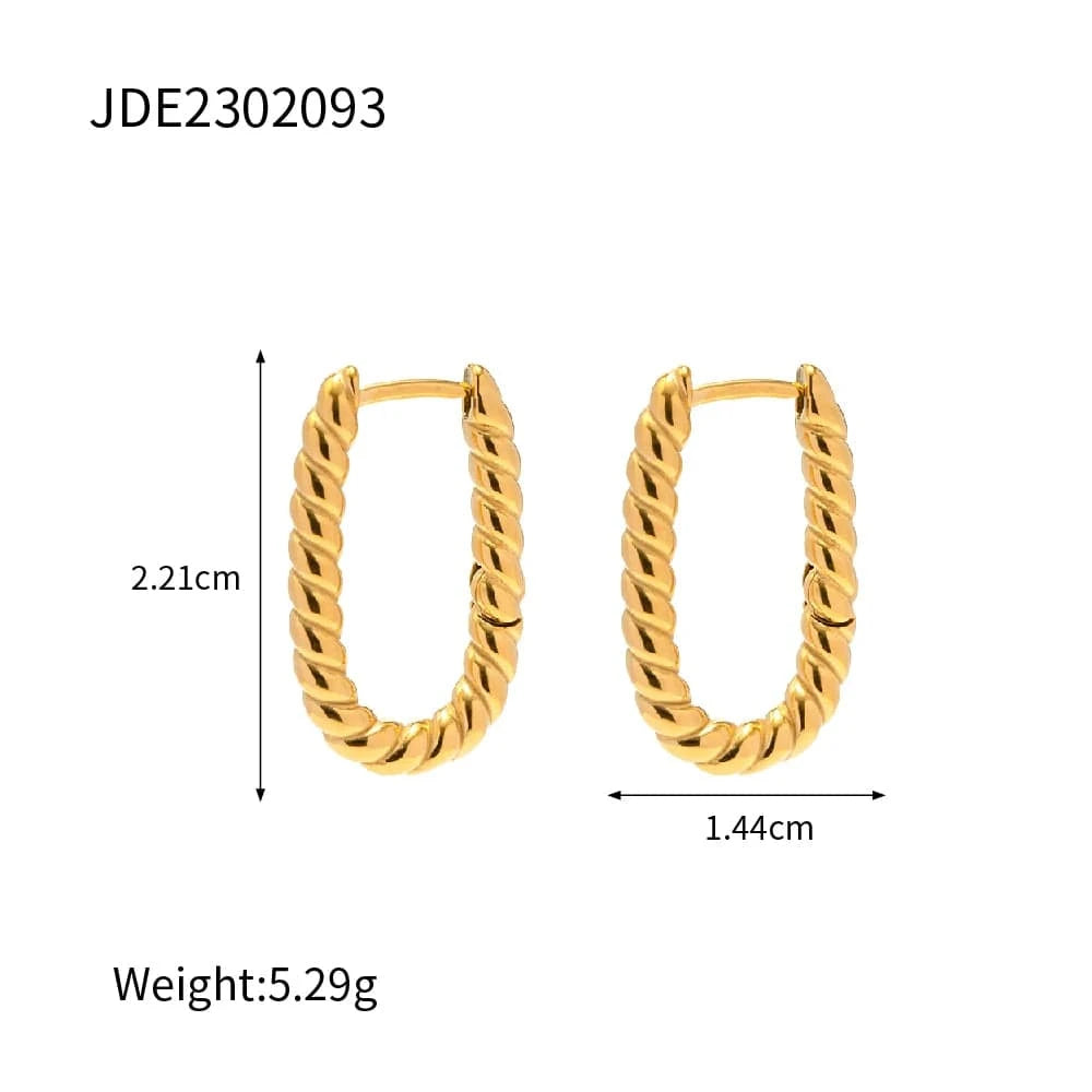 TRENDY / E2189 E2189 Minimalist Woven Twisted Symmetrical Ins Paris PVD 18K Gold Plated Stainless Steel Hoop Earring