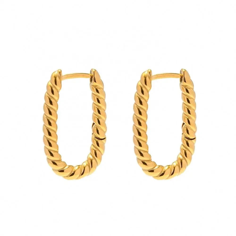 TRENDY / E2189 E2189 Minimalist Woven Twisted Symmetrical Ins Paris PVD 18K Gold Plated Stainless Steel Hoop Earring