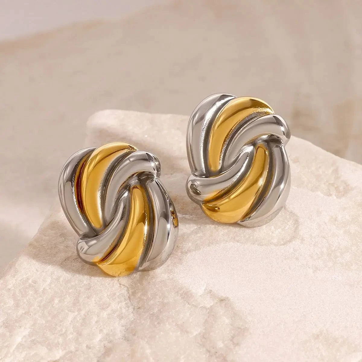 Trendy / E2414 E2414 Trendy Summer Style 18k Gold Stainless Steel Ocean Wave Color Block Earrings