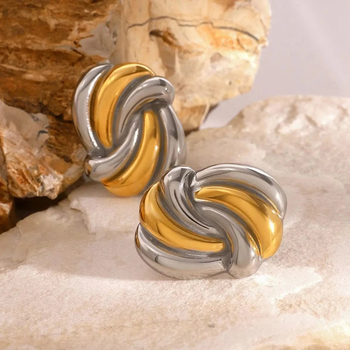 Trendy / E2414 E2414 Trendy Summer Style 18k Gold Stainless Steel Ocean Wave Color Block Earrings