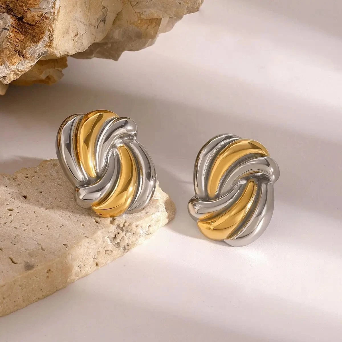 Trendy / E2414 E2414 Trendy Summer Style 18k Gold Stainless Steel Ocean Wave Color Block Earrings