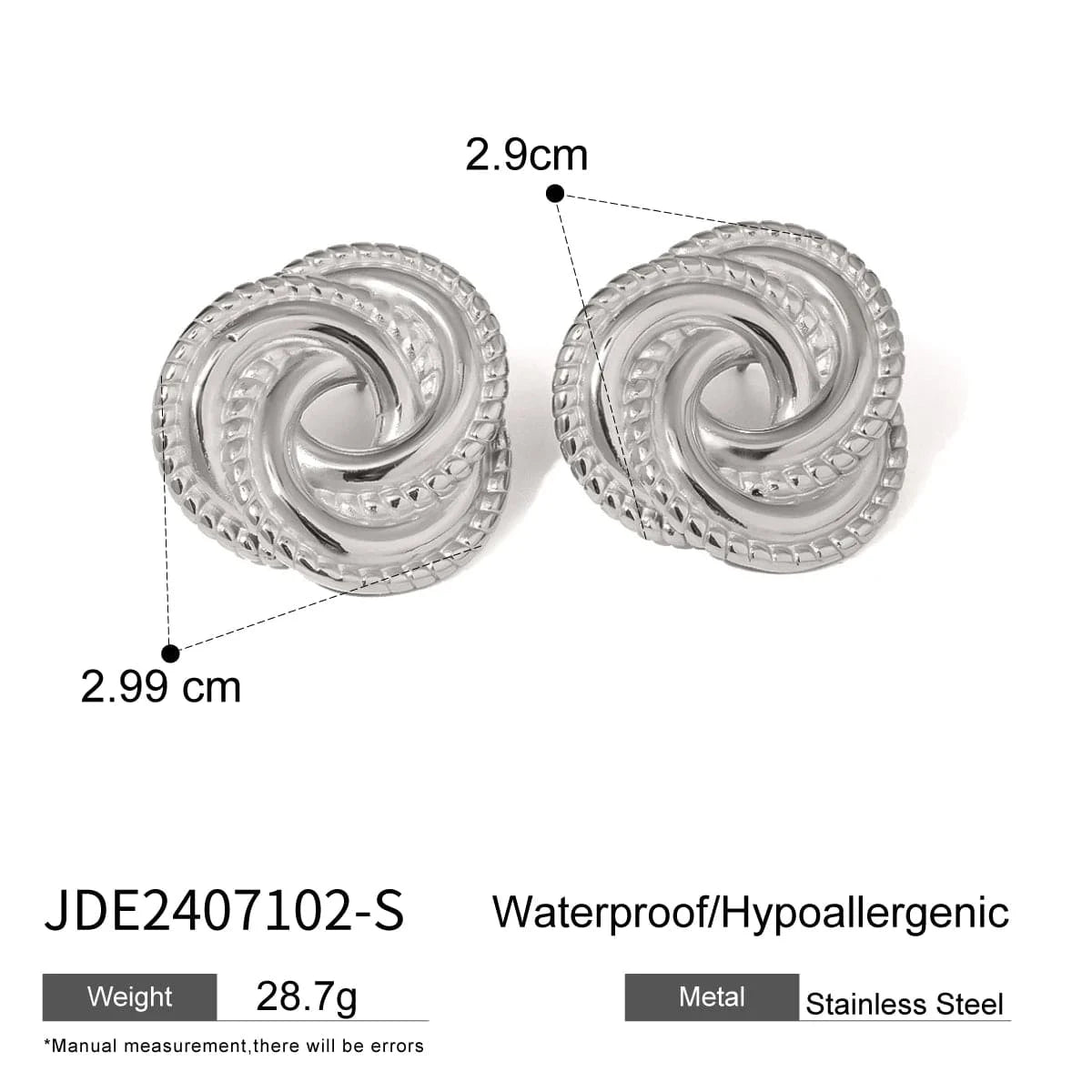 TRENDY / E2424S E2424 18k Gold Silver Color Stainless Steel Irregular Swirl Triangular Textured Earrings Trendy Fashion Statement