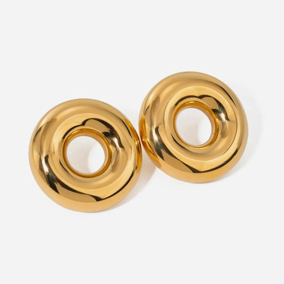 TRENDY / E2586 E2586 Jewelry Original Hollow Circle Earring 18K PVD Gold Plated Stainless Steel Simple Daily Stud Earring For Women