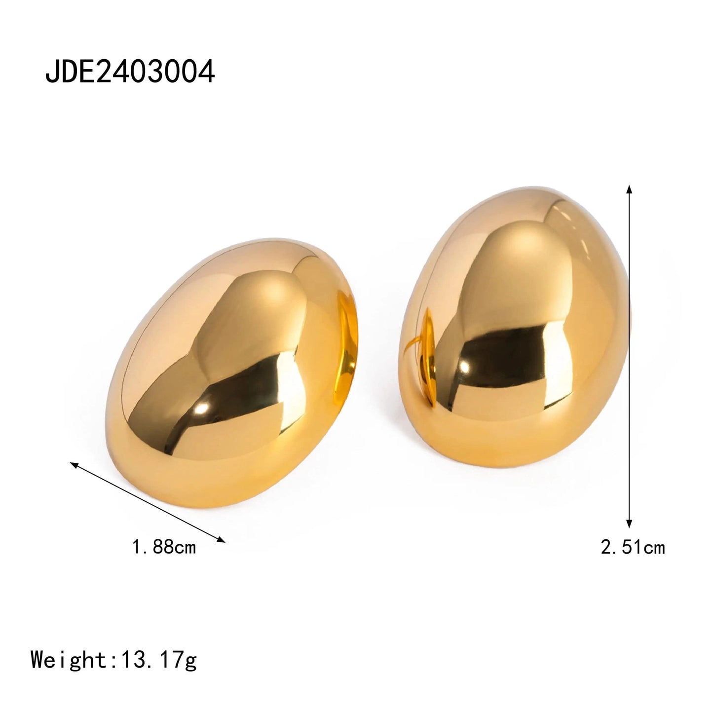 Trendy / E2674 E2674 Design 18K PVD Gold Silver Stainless Steel High Polished Smooth Oval Teardrop Shaped Earrings For Women