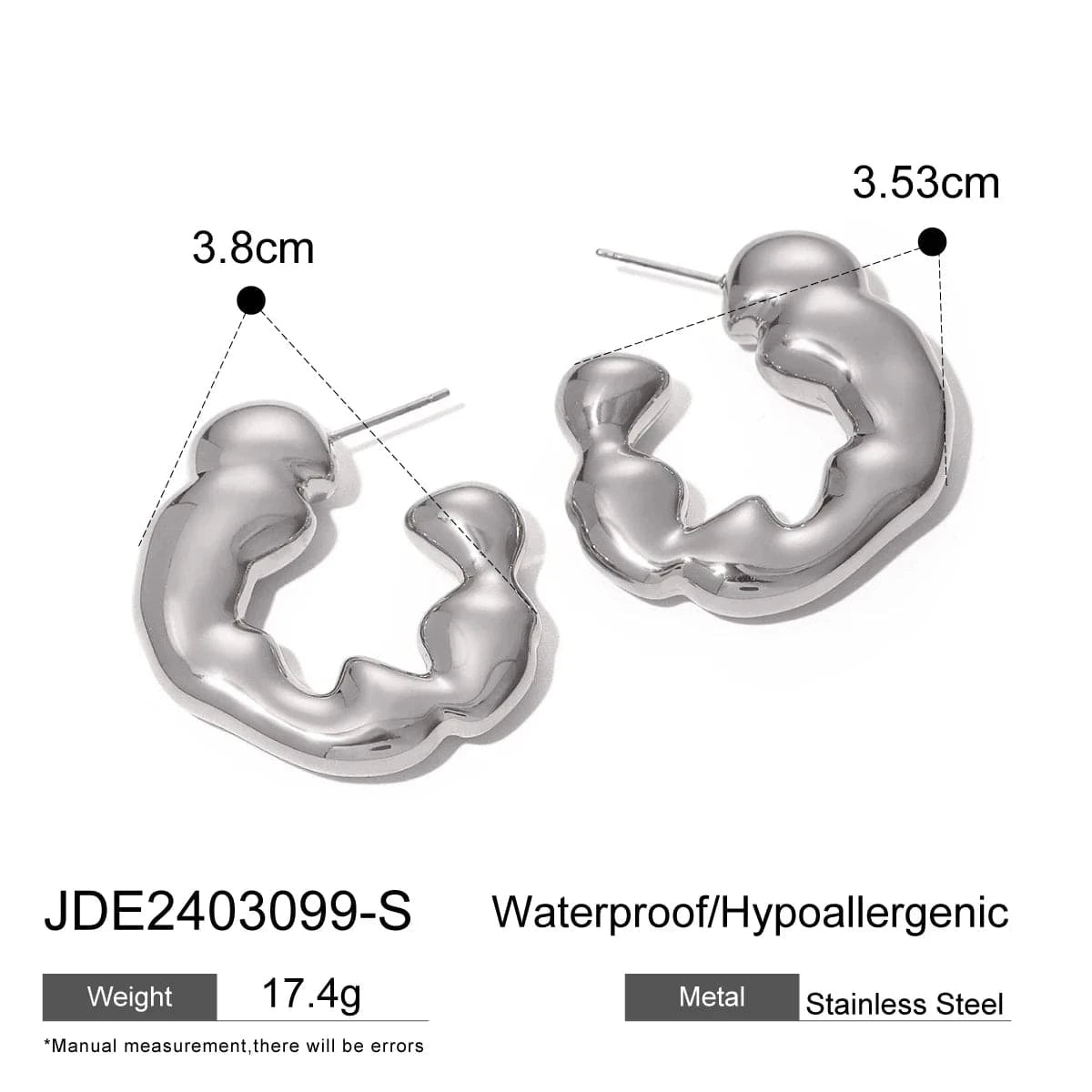 TRENDY / E2678S E2678 Jewelry CC Twist Hoop Earring 18K PVD Gold Plated Stainless Steel Irregular Circle Earring For Women