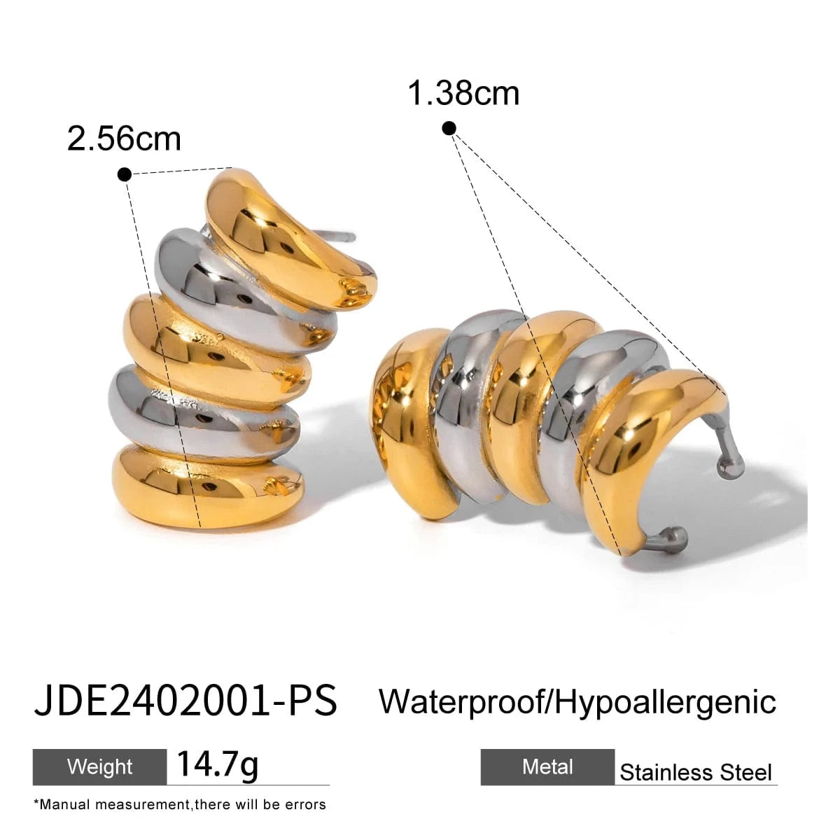 trendy / E2911GS E2911 Unique Design Stainless Steel Gold Plated Stud Earrings 18K Striped Hollow Women Earrings