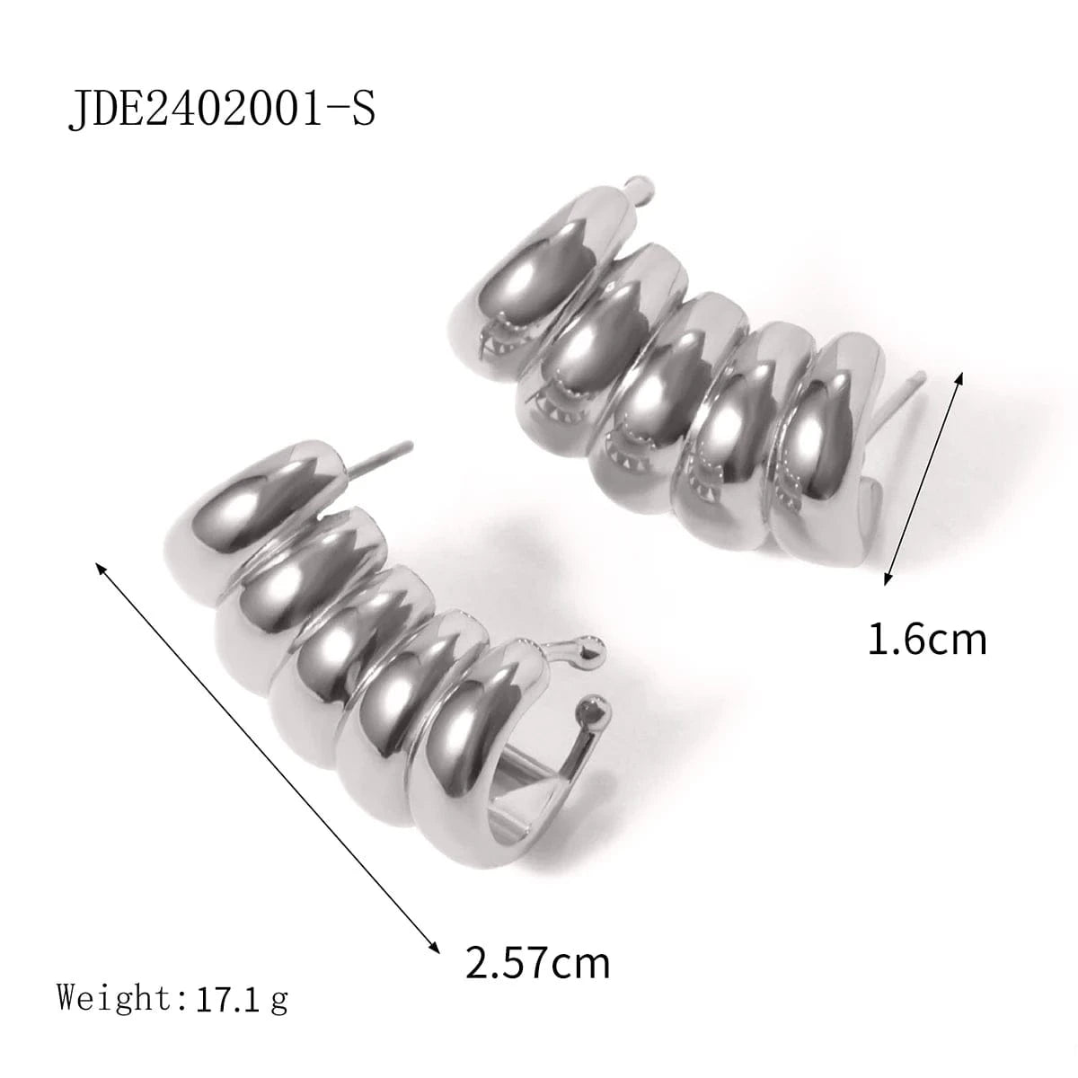 trendy / E2911S E2911 Unique Design Stainless Steel Gold Plated Stud Earrings 18K Striped Hollow Women Earrings