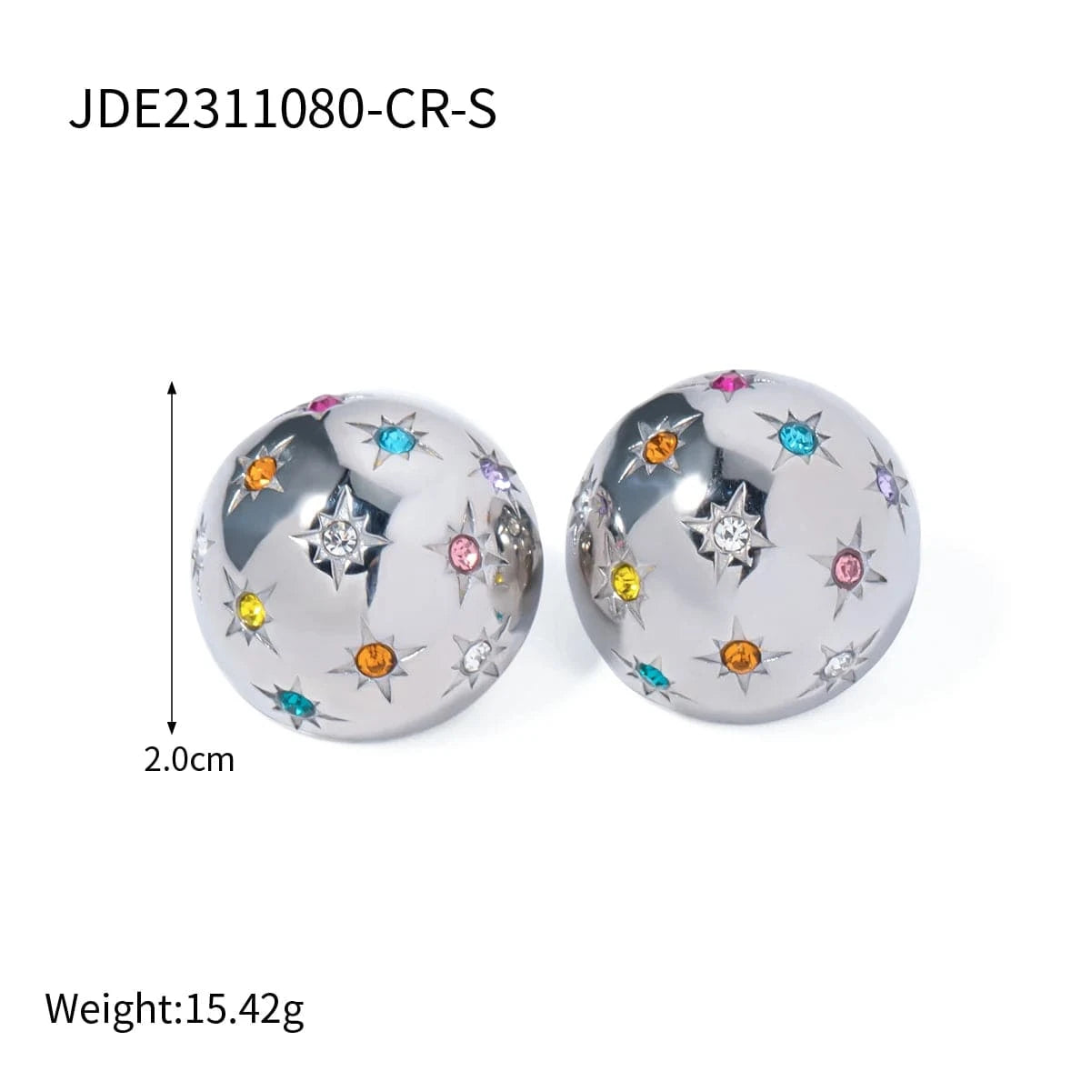 Trendy / E2984S E2984 Gold Silver Plated Ball Earrings Elegant Stainless Steel Stud Earring for Women Fashion Jewelry