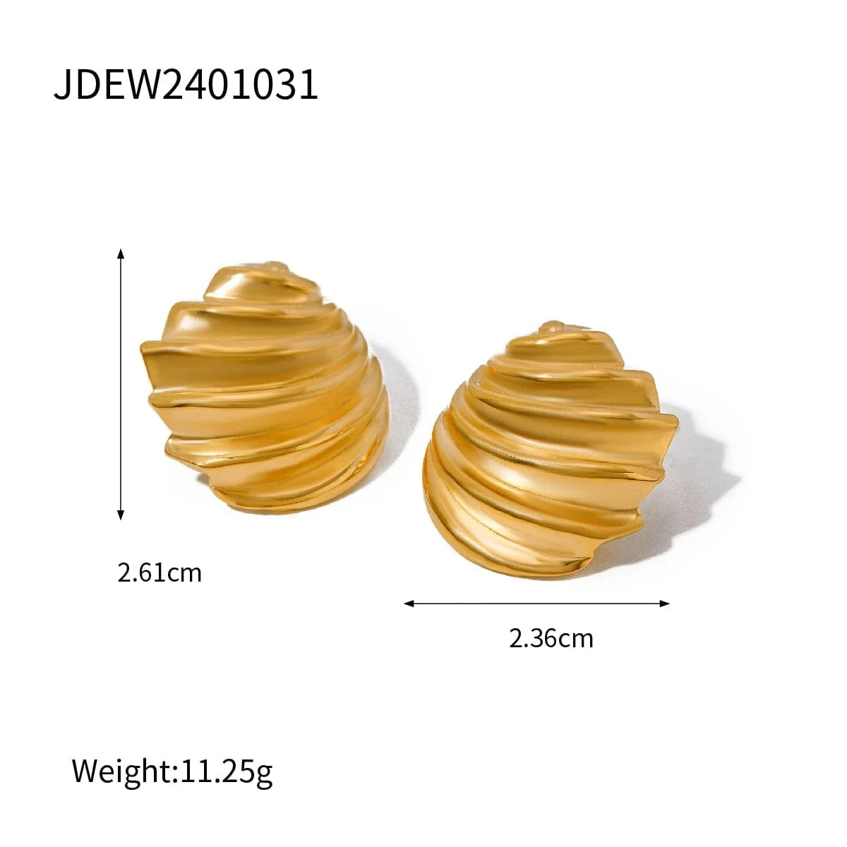 trendy / E3380 E2701 Waterproof Stainless Steel Earring Swirl Stud Texture Layers Milti layered Geometric Stud Earring For Women Girl
