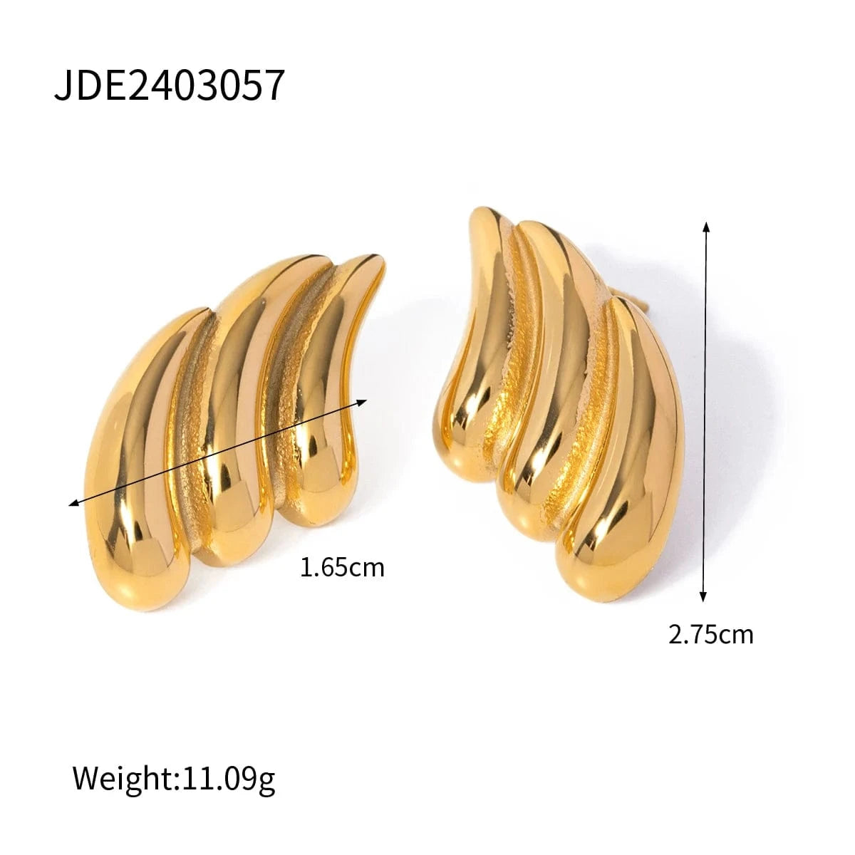 trendy / E3381 E2701 Waterproof Stainless Steel Earring Swirl Stud Texture Layers Milti layered Geometric Stud Earring For Women Girl