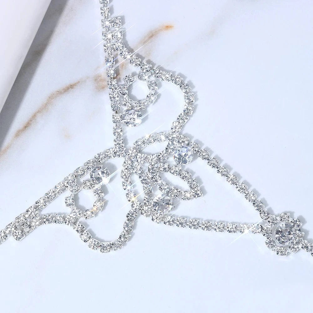 Trendy Foot Accessories Crystal Toe Anklet Floral Rhinestone Anklet Gift Jewelry for Pretty Girls