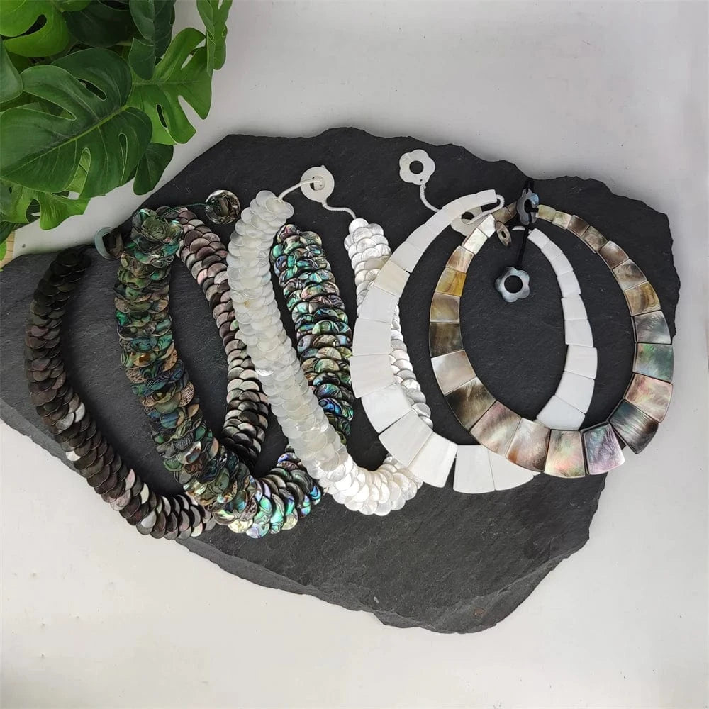 Trendy Hawaiian Jewelry Real Sea Shell Craved Mother Of Pearl Beads Necklace High Quality Unique Shell Choker Clavicle For Girl