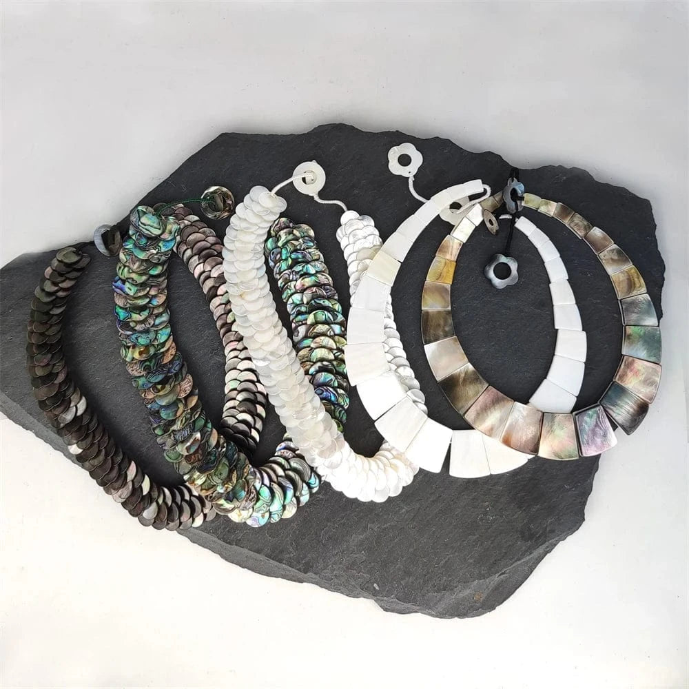 Trendy Hawaiian Jewelry Real Sea Shell Craved Mother Of Pearl Beads Necklace High Quality Unique Shell Choker Clavicle For Girl