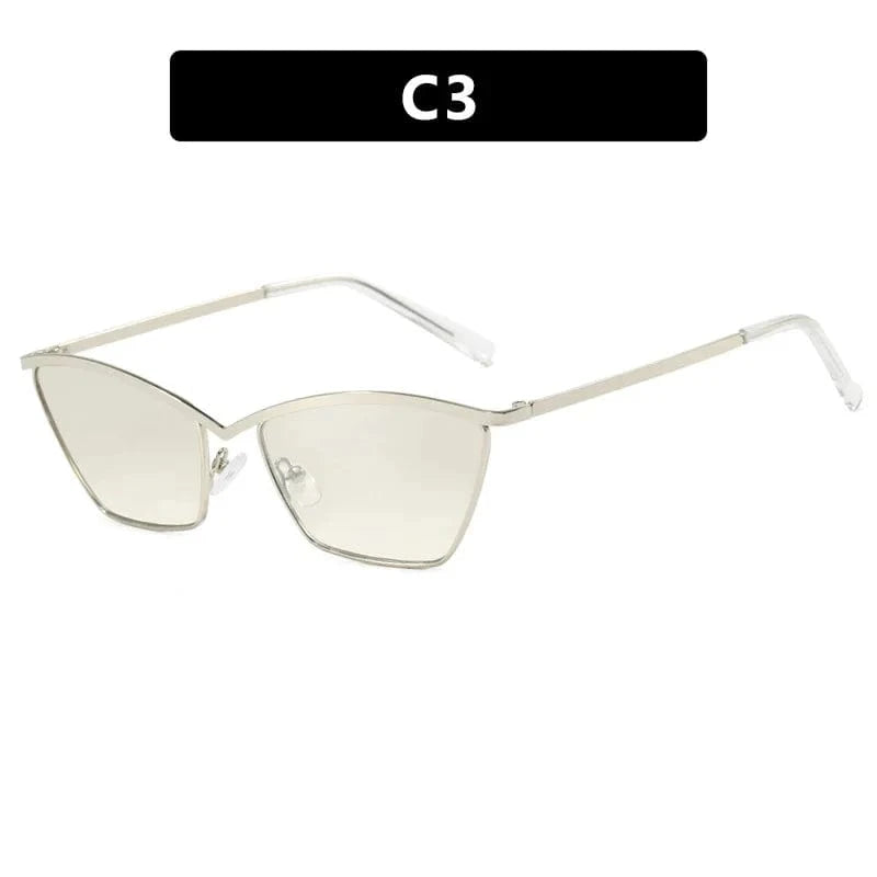 Trendy Lens Cat Eye Sun Glasses Fashion Small Rimless Female Metal Sunglasses Famous Brands Shades Sunglasses for Women and Men
