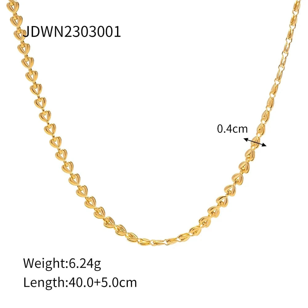 TRENDY / N2259 N2259 18K Gold Plated stainless steel filigree heart link Necklace for Woman for girls