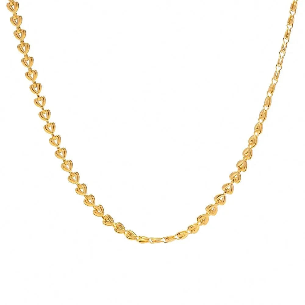 TRENDY / N2259 N2259 18K Gold Plated stainless steel filigree heart link Necklace for Woman for girls