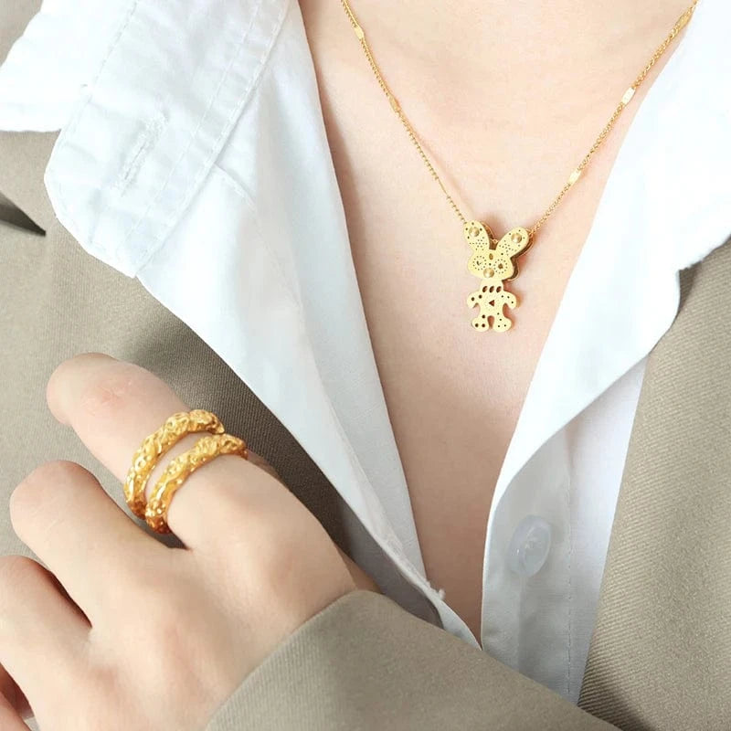 TRENDY / P872 -Gold necklace Wholesale Music Festival Punk Cartoon Rabbit Necklace Hot Selling Fashion Necklace Jewelry