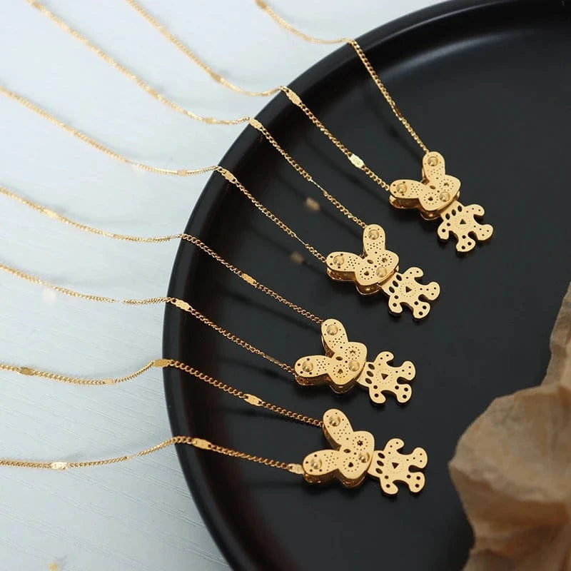 TRENDY / P872 -Gold necklace Wholesale Music Festival Punk Cartoon Rabbit Necklace Hot Selling Fashion Necklace Jewelry