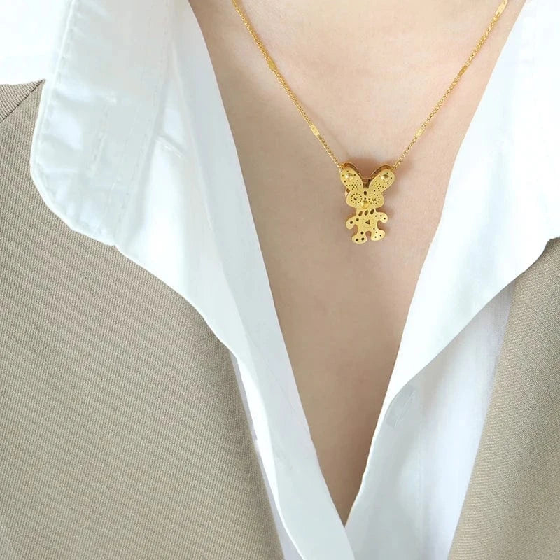 TRENDY / P872 -Gold necklace Wholesale Music Festival Punk Cartoon Rabbit Necklace Hot Selling Fashion Necklace Jewelry