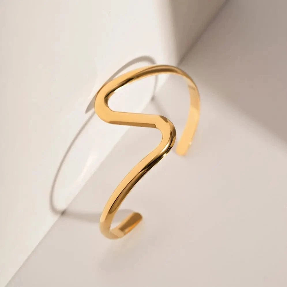 TRENDY / Picture / BG891 BG891 Molten Cuff Bracelet 18k PVD Gold Plated Stainless Steel Tendril Wave Cuff Bangle For Woman Gift Jewelry