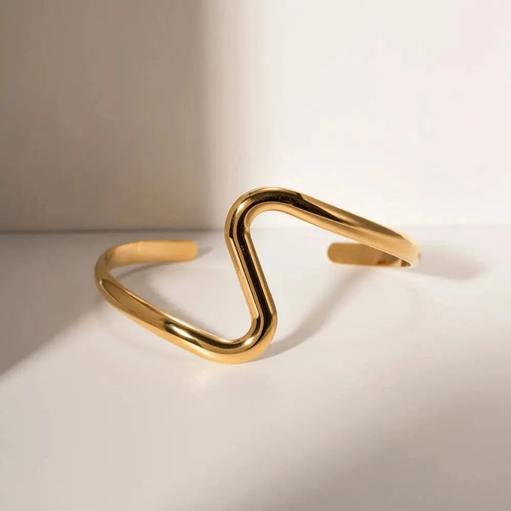 TRENDY / Picture / BG891 BG891 Molten Cuff Bracelet 18k PVD Gold Plated Stainless Steel Tendril Wave Cuff Bangle For Woman Gift Jewelry