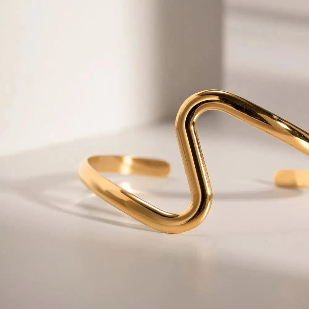 TRENDY / Picture / BG891 BG891 Molten Cuff Bracelet 18k PVD Gold Plated Stainless Steel Tendril Wave Cuff Bangle For Woman Gift Jewelry