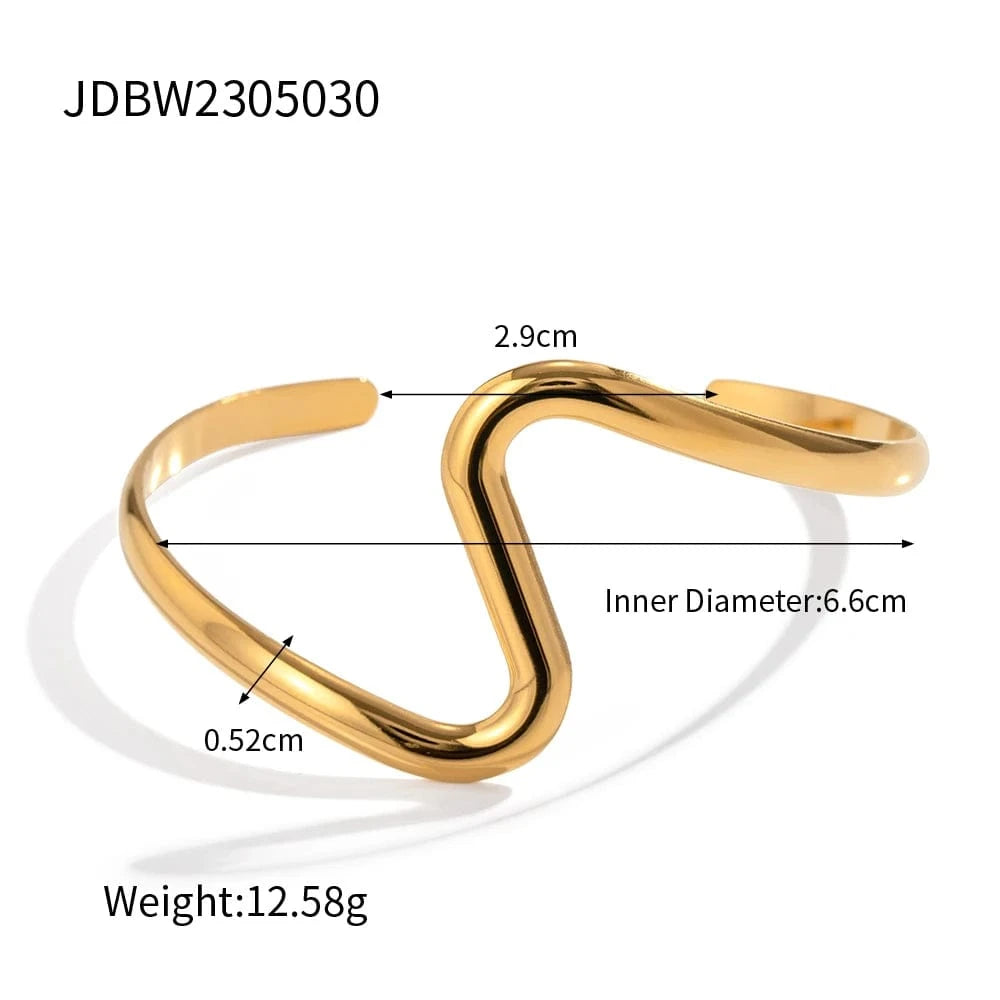 TRENDY / Picture / BG891 BG891 Molten Cuff Bracelet 18k PVD Gold Plated Stainless Steel Tendril Wave Cuff Bangle For Woman Gift Jewelry