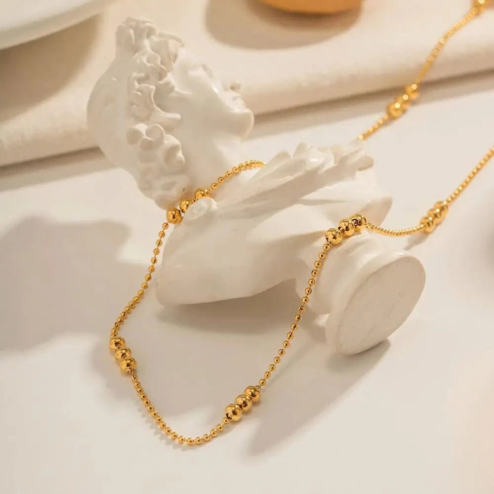 Trendy / Pictures Show / N2261 N2261 Waterproof 18K Gold Plated Stainless Steel Jewelry Charm Bead Chain Choker Necklace for Girls