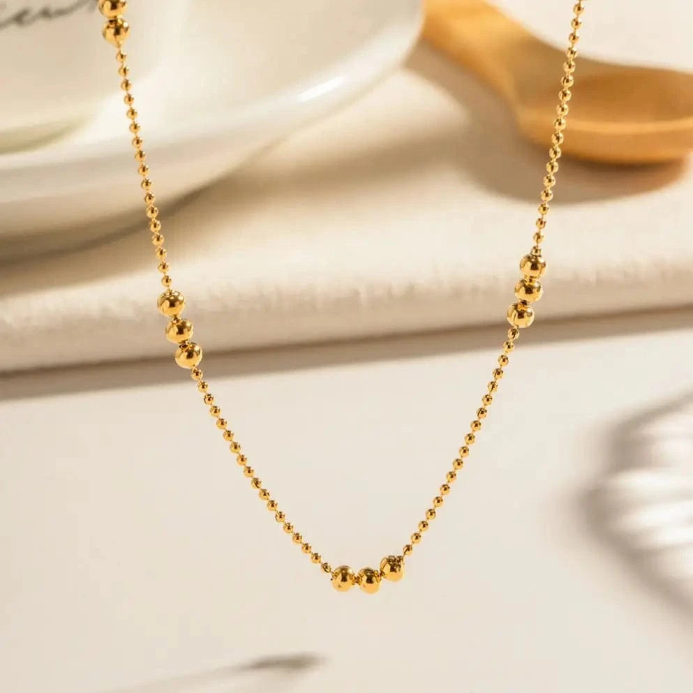 Trendy / Pictures Show / N2261 N2261 Waterproof 18K Gold Plated Stainless Steel Jewelry Charm Bead Chain Choker Necklace for Girls