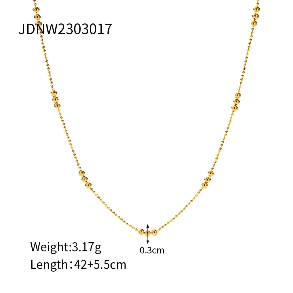 Trendy / Pictures Show / N2261 N2261 Waterproof 18K Gold Plated Stainless Steel Jewelry Charm Bead Chain Choker Necklace for Girls