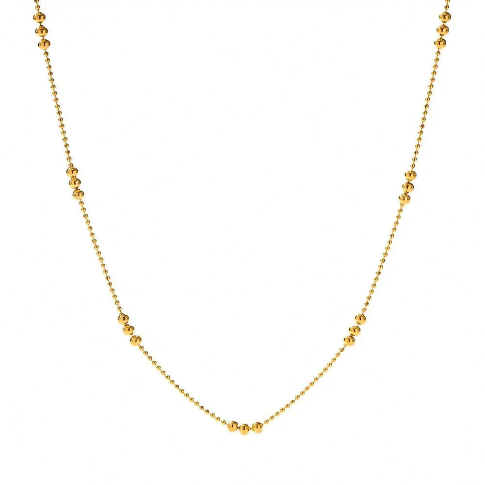 Trendy / Pictures Show / N2261 N2261 Waterproof 18K Gold Plated Stainless Steel Jewelry Charm Bead Chain Choker Necklace for Girls